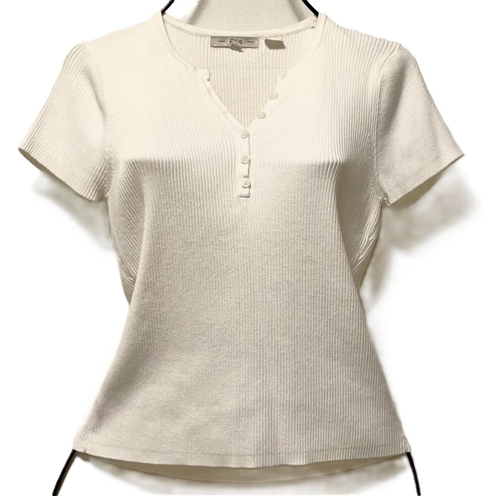 Women's Pria Short Sleeve White Blouse Size XL 100% Cotton NWOT
